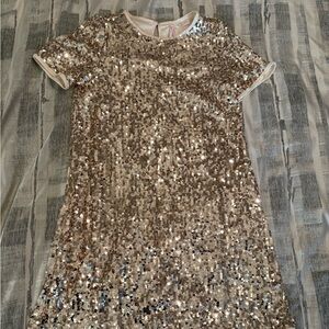 Girls Gold Sequin Dress Sz 10